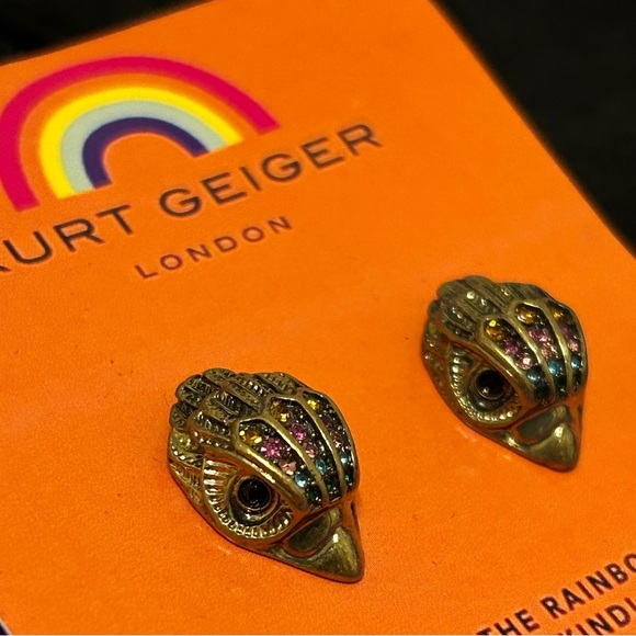 Kurt Geiger NWOT Gold Tone W/Multicolor Earrings with Dust Bag - Picture 4 of 7